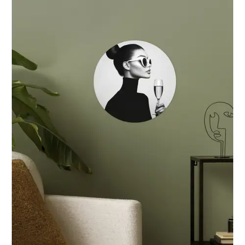 Vrouw - Champagne - Modern Wandcirkel behangsticker klein -sfeer2