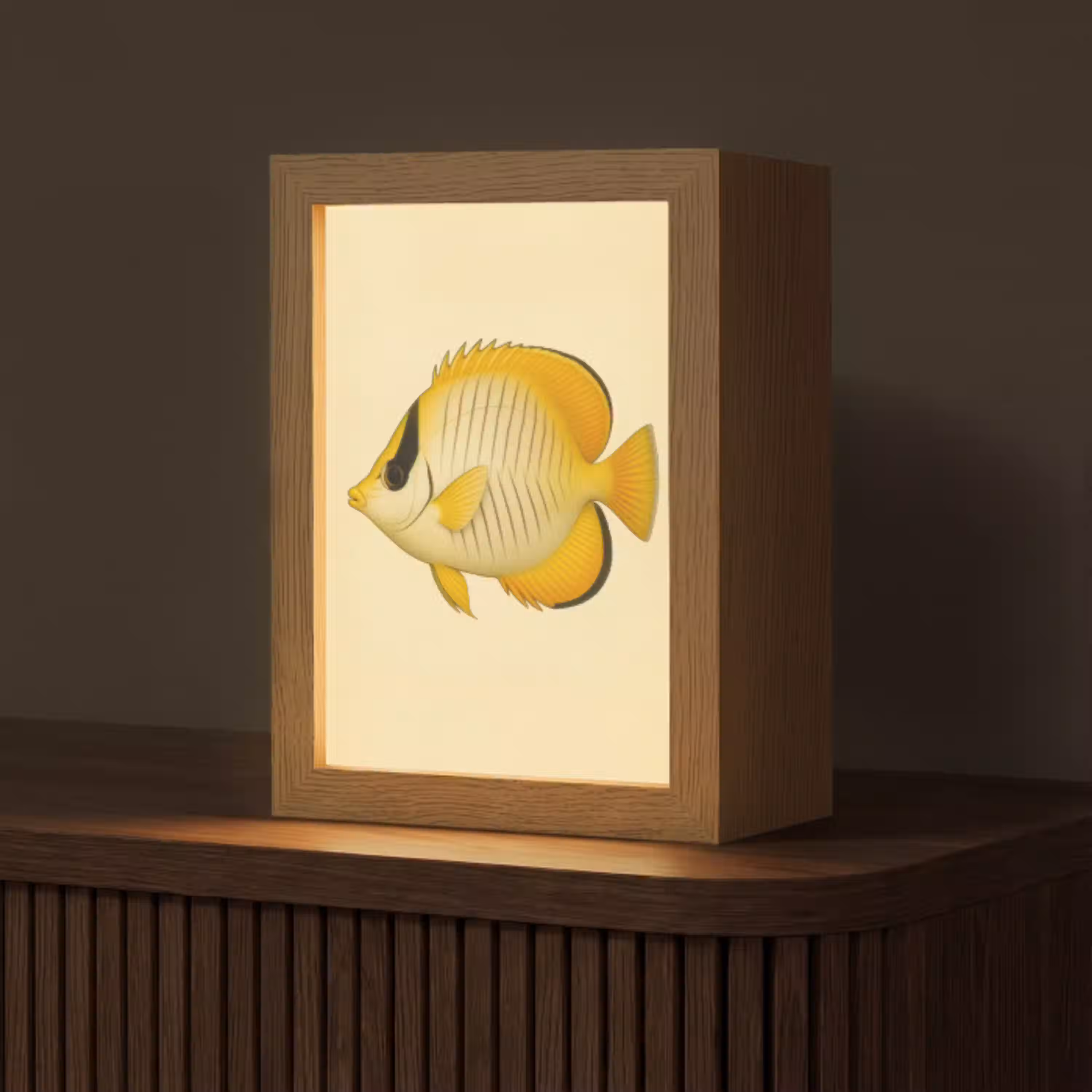 Ovaal - Vis - Geel - Schubben Light Box met kabel (Tafellamp) klein -z3d_website