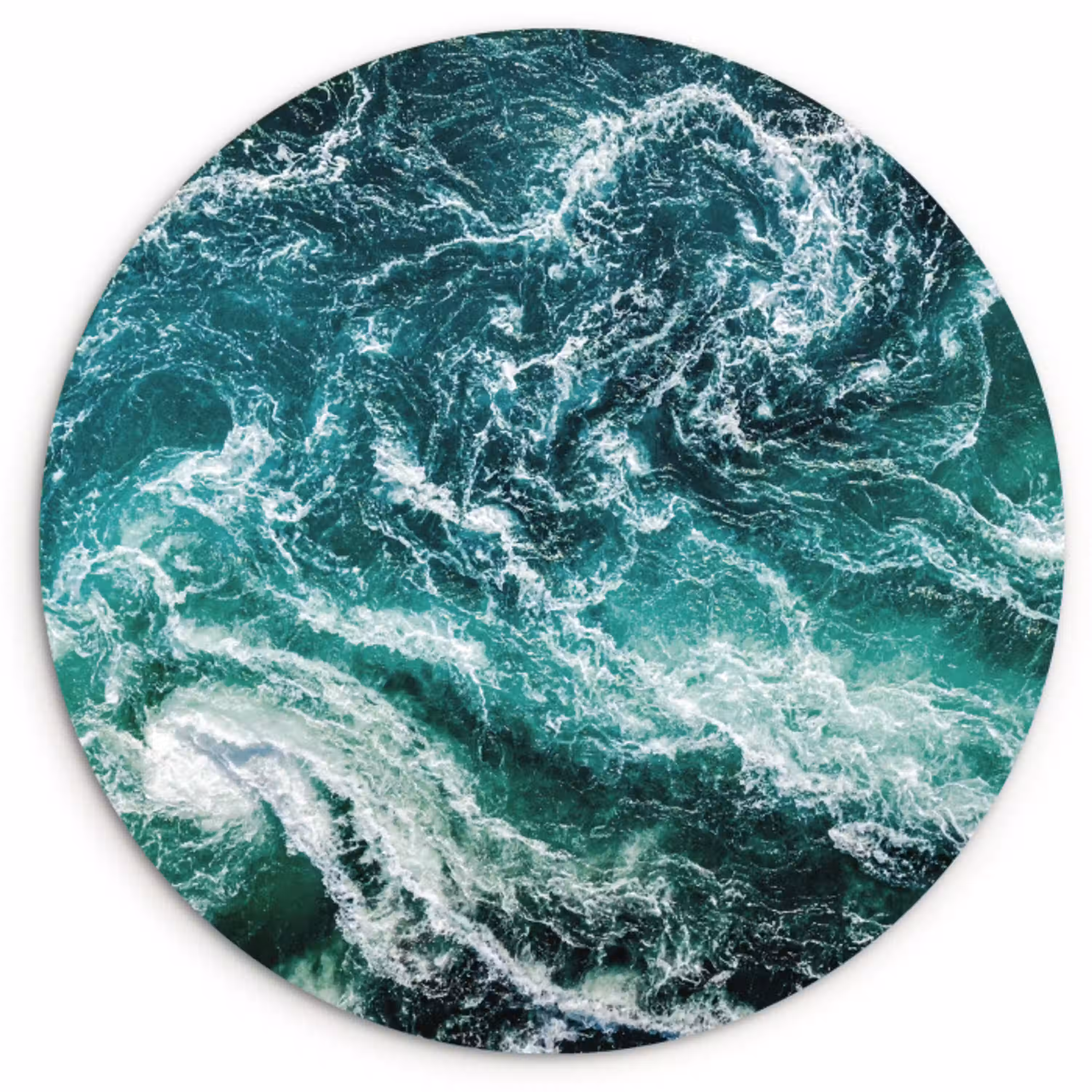 Oceaan - Water - Zee - Luxe - Groen - Turquoise Wandcirkel kunststof plaat 5mm dik klein -3d