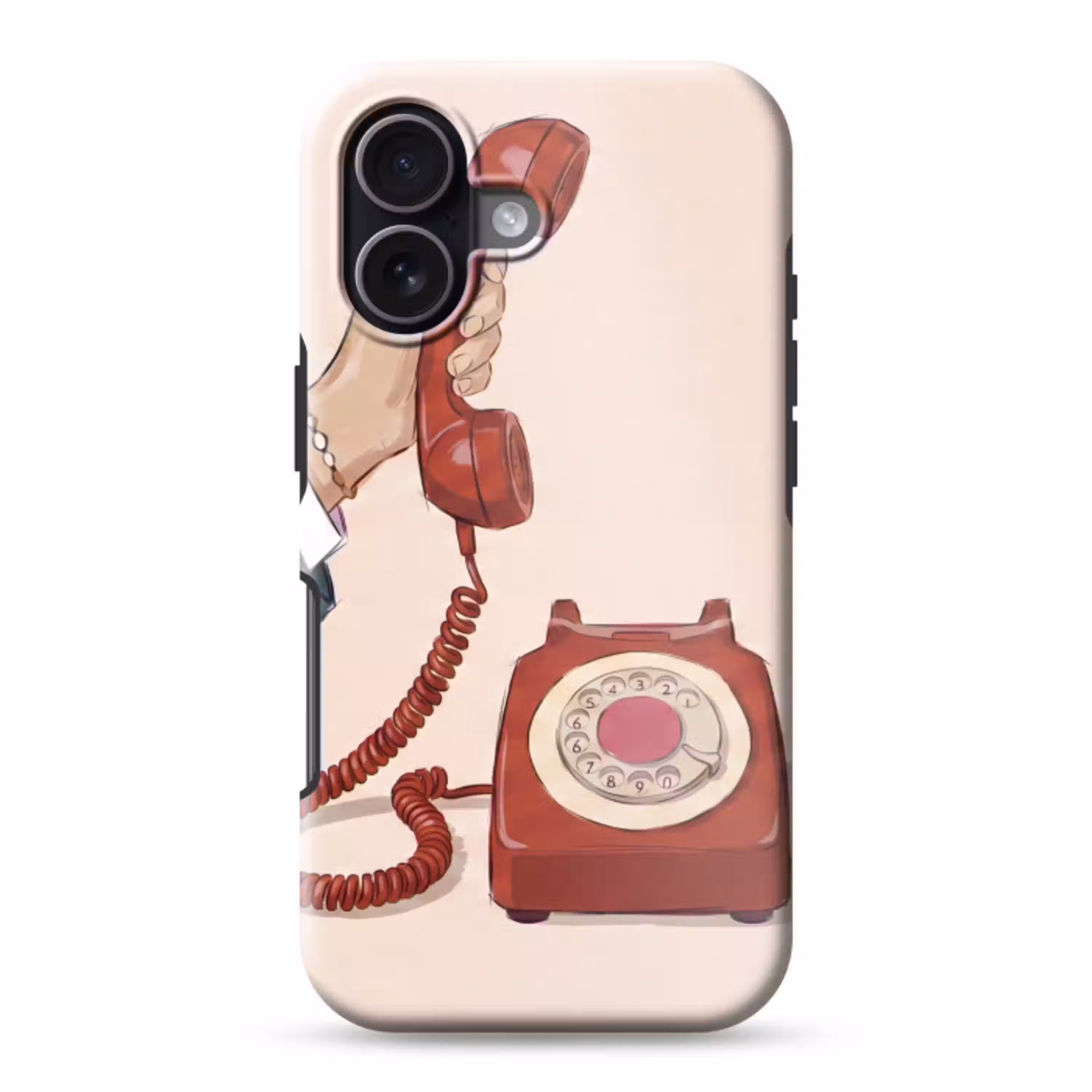 Telefoon - Hand - Vintage - Communicatie - Rood Toughcase MagSafe Apple iPhone 17 klein -3d