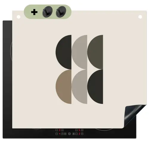 Halve cirkels - Aardetinten - Grafisch Inductie beschemer met haakjes middel -3d