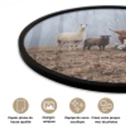 Boerderijdieren - Groep - Mist - Natuur - Rustiek Fotolijst rond zonder passe partout klein -closeup_FR