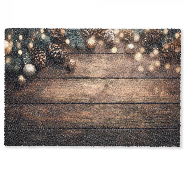 Kerstdecoratie - Houten - Dennenappel - Bruin Deurmat klein -zkaufland3d