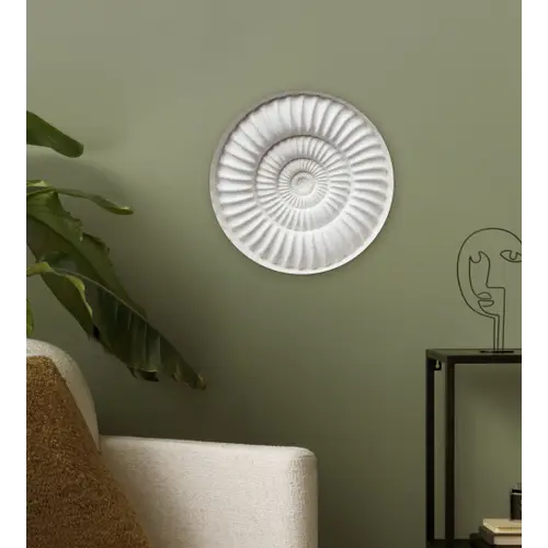 Schelp - Spiraal - Wit Wandcirkel kunststof plaat 5mm dik klein -sfeer3