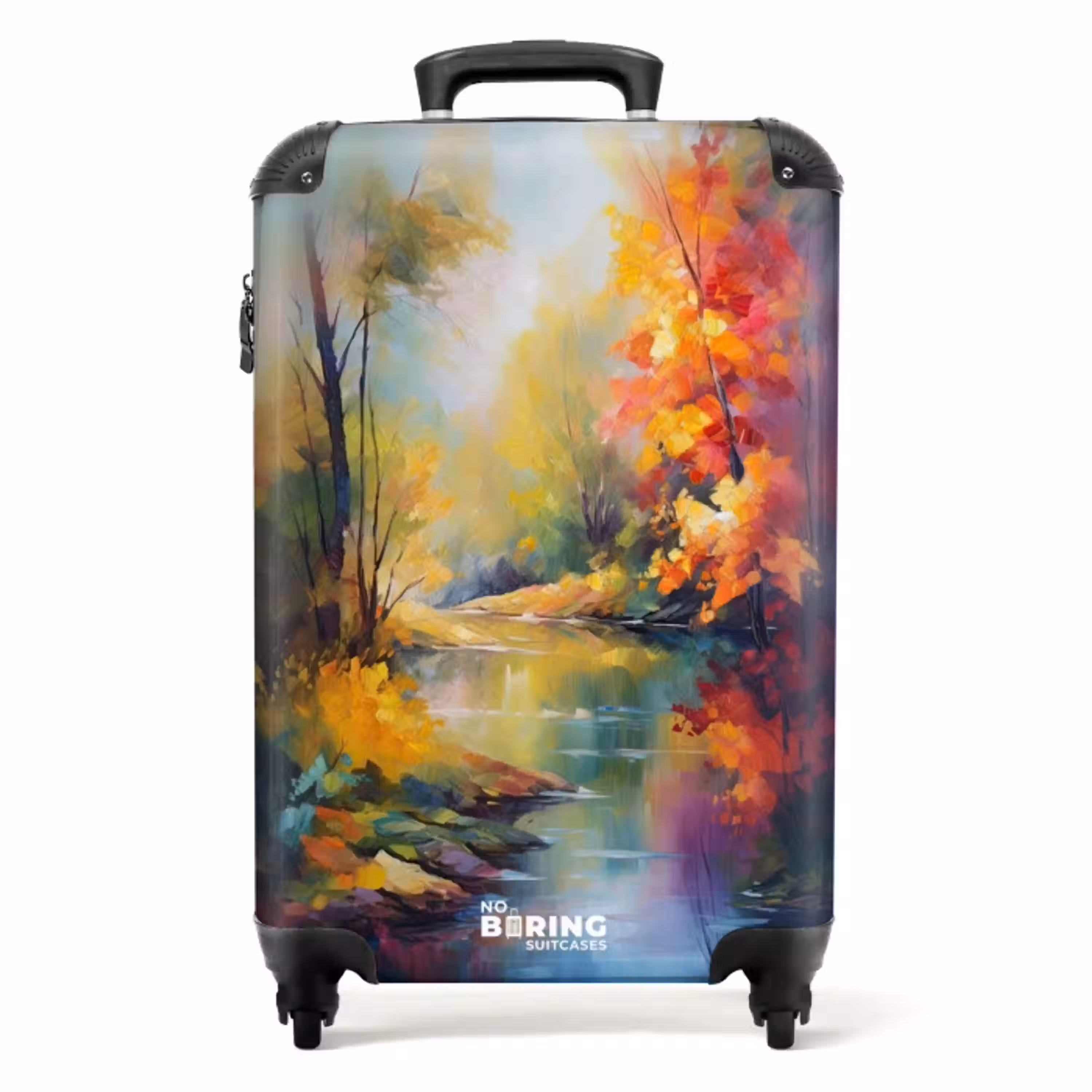 Landschap - Olieverf - Rivier - Kleurrijk NBS - Handbagage koffer - Unisex middel -productfoto_recht