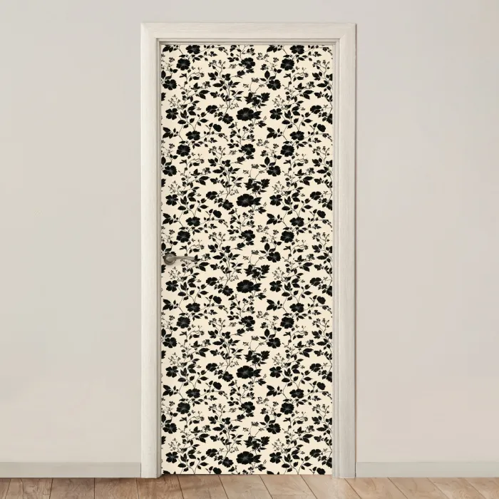 Bloemen - Dessin - Zwart deurposter klein 289 -3d_beige