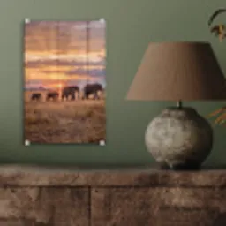 Olifanten - Savanne - Zonsondergang - Afrika - Warm plexiglas 5mm klein -sfeer3