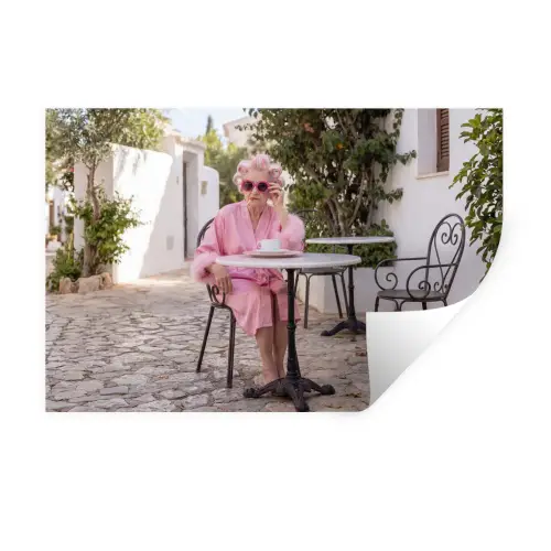 Ochtendjas - Krulspelden - Roze Muursticker klein -3d
