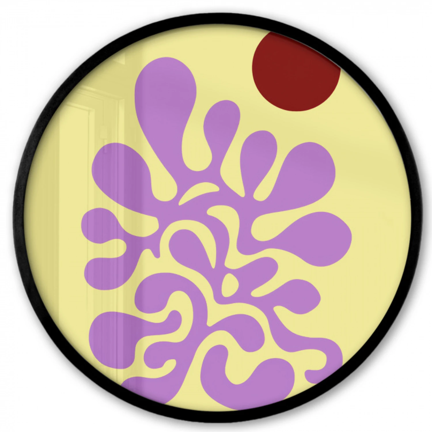 Koraal - Cirkel - Abstract - Geel Fotolijst rond zonder passe partout klein -3d