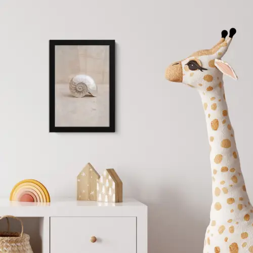Schelp - Spiraal - Beige fotolijst zwart zonder passe partout klein -usfeer4_kinderkamer