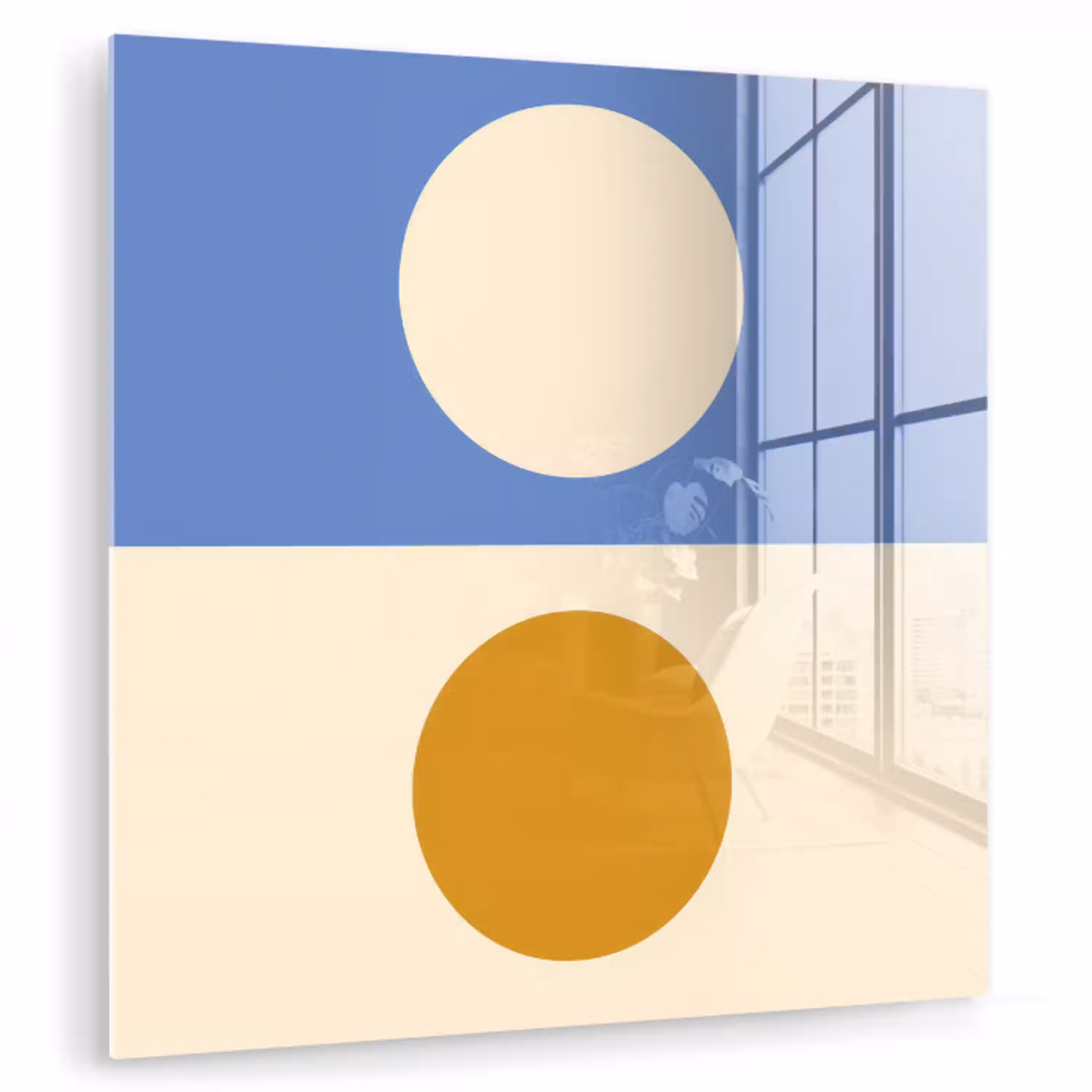 Cirkels - Symmetrisch - Wit - Blauw- Geel plexiglas 5mm klein -zzzproduct_nieuw