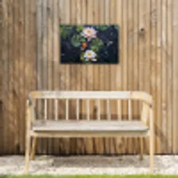 Glasstukjes - Leliebladeren - Vis - Oranje Tuinposter op houten frame 2 cm dik klein -sfeer4