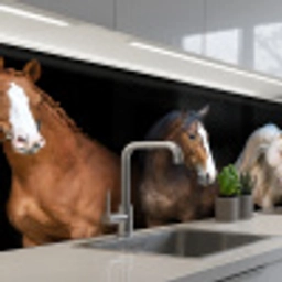 Paard - Dieren - Zwart keuken achterwand 2 middel -3d_schuin