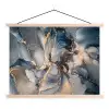 Marmer - Grijs - Blauw - Luxe - Goud textielposter latten blank klein -3d