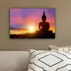 Zonsondergang - Horizon - Boeddha beeld - Buddha -  Silhouette canvas 2cm klein -sfeer3