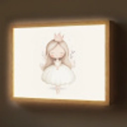 Prinses - Jurk - Kroon - Pastel Light Box met batterij (Wandlamp) middel -z3d_website