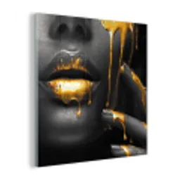 Vrouw - Zwart - Goud - Gezicht - Lippen plexiglas 5mm klein -z3d