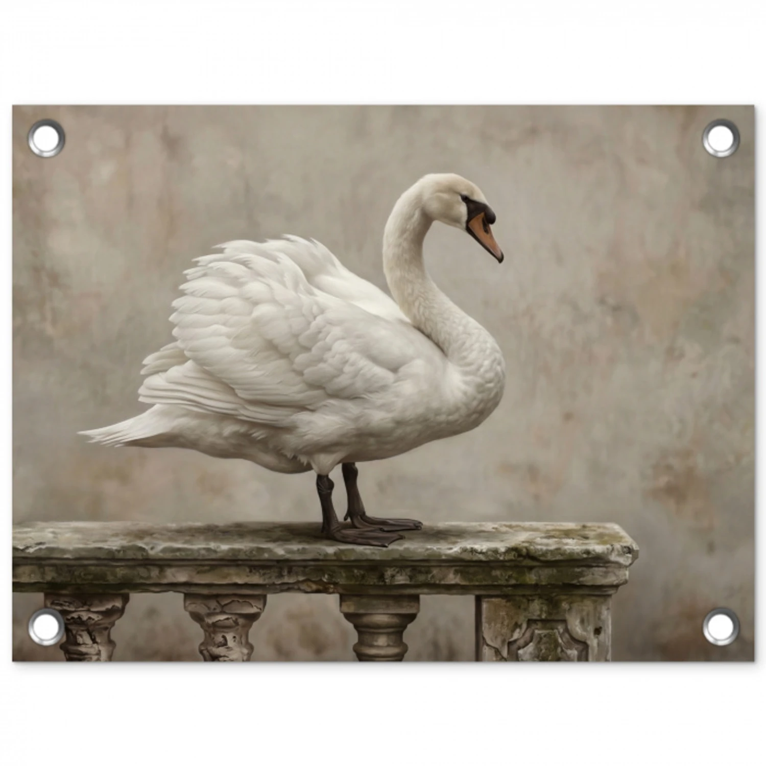 Zwaan - Elegant - Dieren - Wit tuinposter los doek klein -3d
