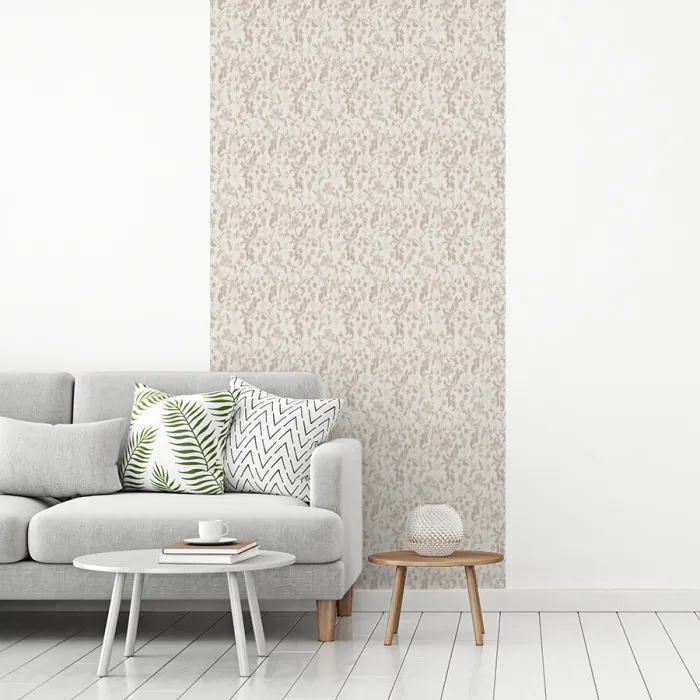 Bloemen - Patroon - Taupe fotobehang vinyl groot 64 -woonkamer