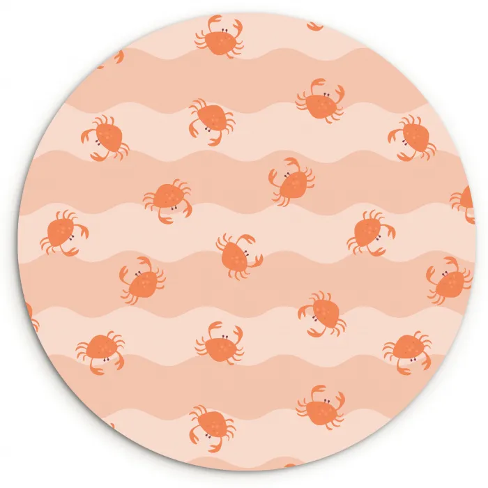 Zee - Dieren - Roze - Krab Wandcirkel kunststof plaat 5mm dik klein 188 -3d