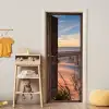 Doorkijk - Strand - Zee - Natuur - Duinen deurposter klein -sfeer4