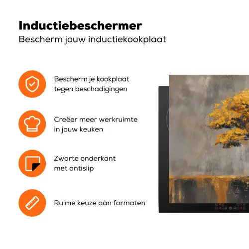 Boom - Bladeren - Goud - Abstract Inductie beschermer vinyl 3mm klein -zzzzzzz-td-ups