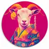 Geit - Hoorns - Kimono - Kleurrijk Wandcirkel plexiglas klein -3d