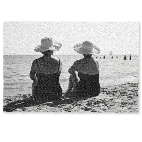 Vrouwen - Zonnehoed - Strand - Zwart - Wit Deurmat klein -zkaufland3d