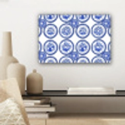 Cirkels - Bloemen - Blauw canvas 2cm klein 34 -sfeer6