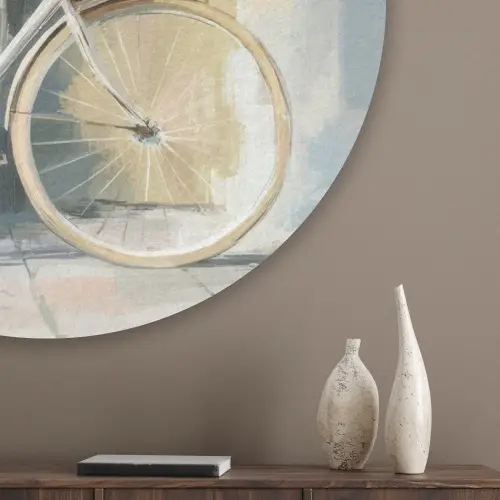 Fiets - Pastelkleuren - Bloemen Akoestische PET Vilt - Rond klein -sfeer5_closeup