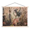 Kimono - Vrouw - kersenbomen textielposter latten blank klein -3d
