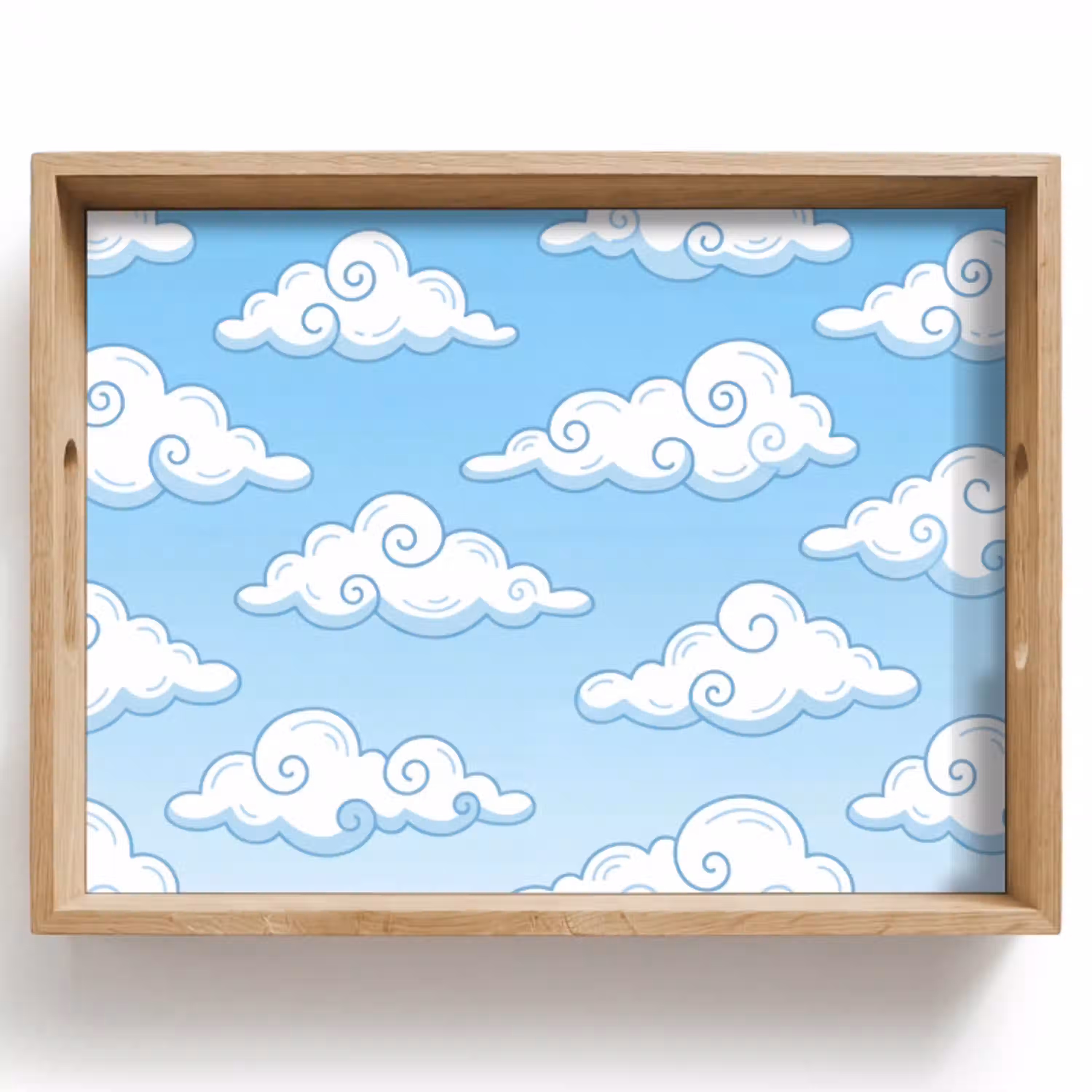 Wolk - Lucht - Cartoon - Blauw - Wit Dienblad Rechthoek middel -z3d_shopping
