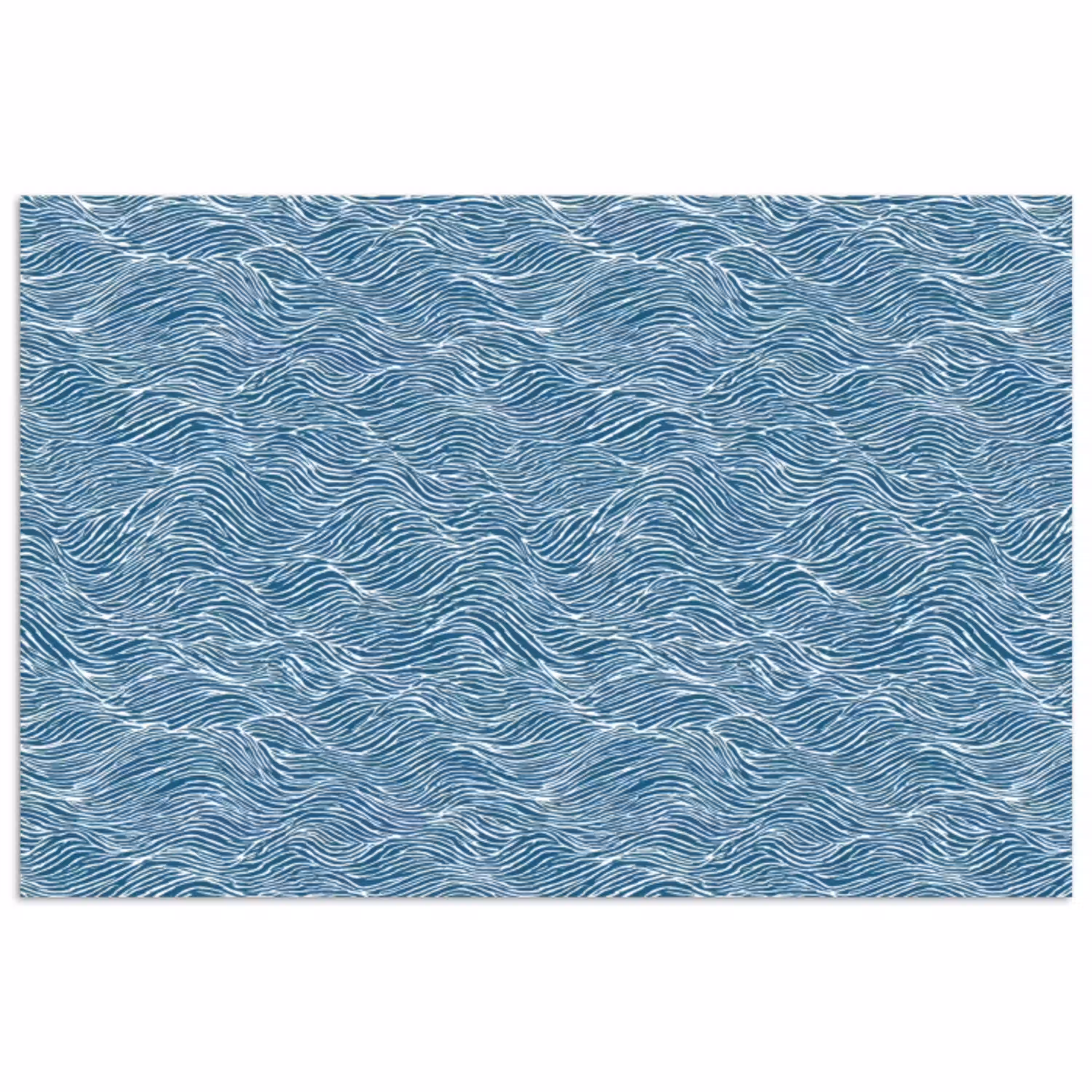 Blauw - Wit - Golven - Getekend - Textuur poster papier klein 62 -3d