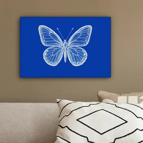 Vlinder - Wit - Getekend - Stippen canvas 2cm klein -sfeer3
