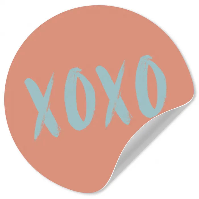XOXO - Blauw - Perzikkleur Wandcirkel behangsticker klein -3d