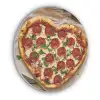 Pizza - Hart - Pepperoni - Tomaat Akoestische PET Vilt - Rond klein -3d