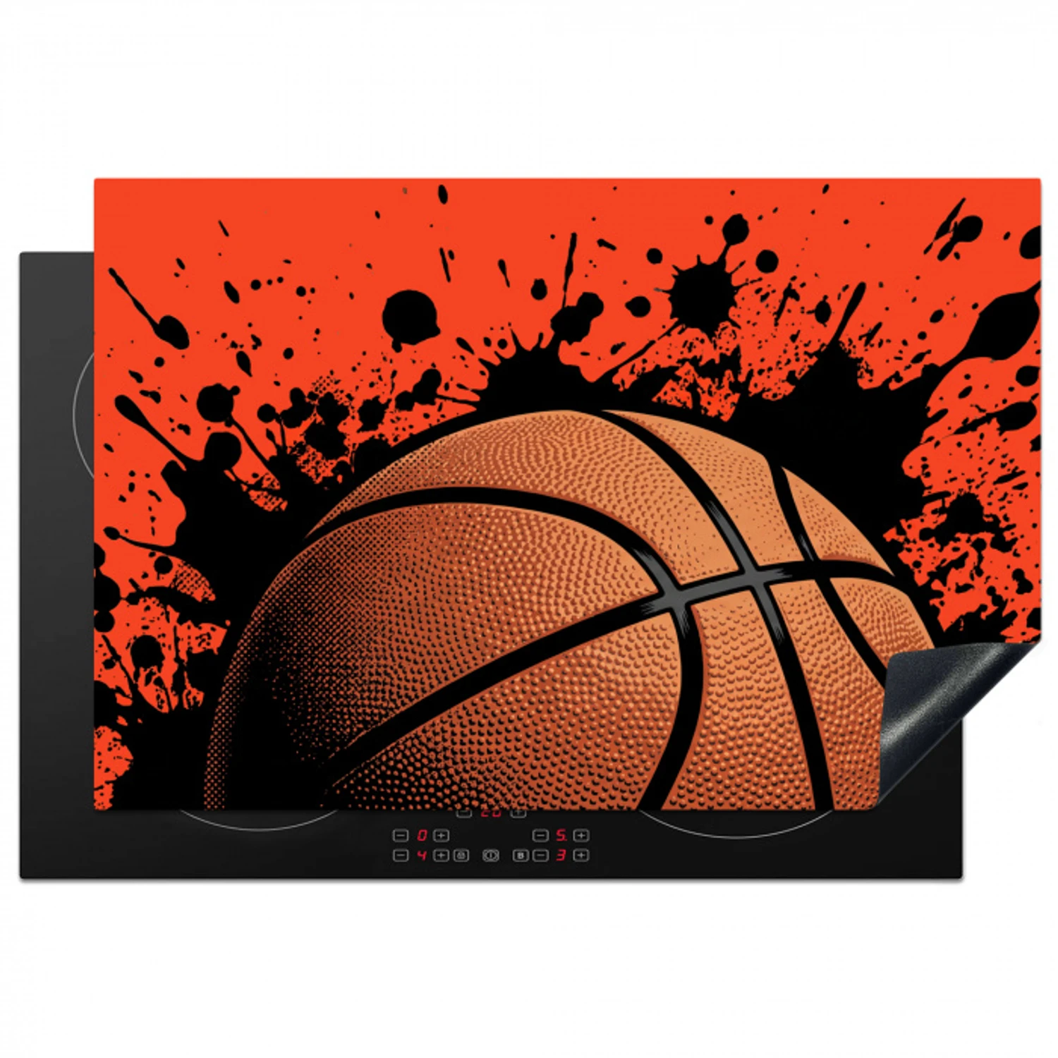 Basketbal - Verf - Sport - Oranje Inductie beschermer vinyl 3mm klein -3d