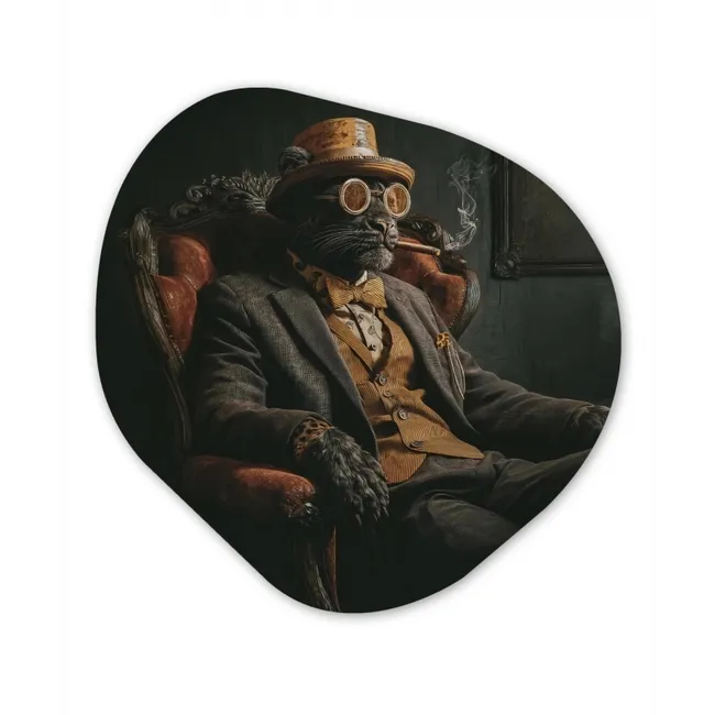 Kat - Pak - Oranje - Sigaar Wandcirkel Organisch Forex 3mm klein -3d