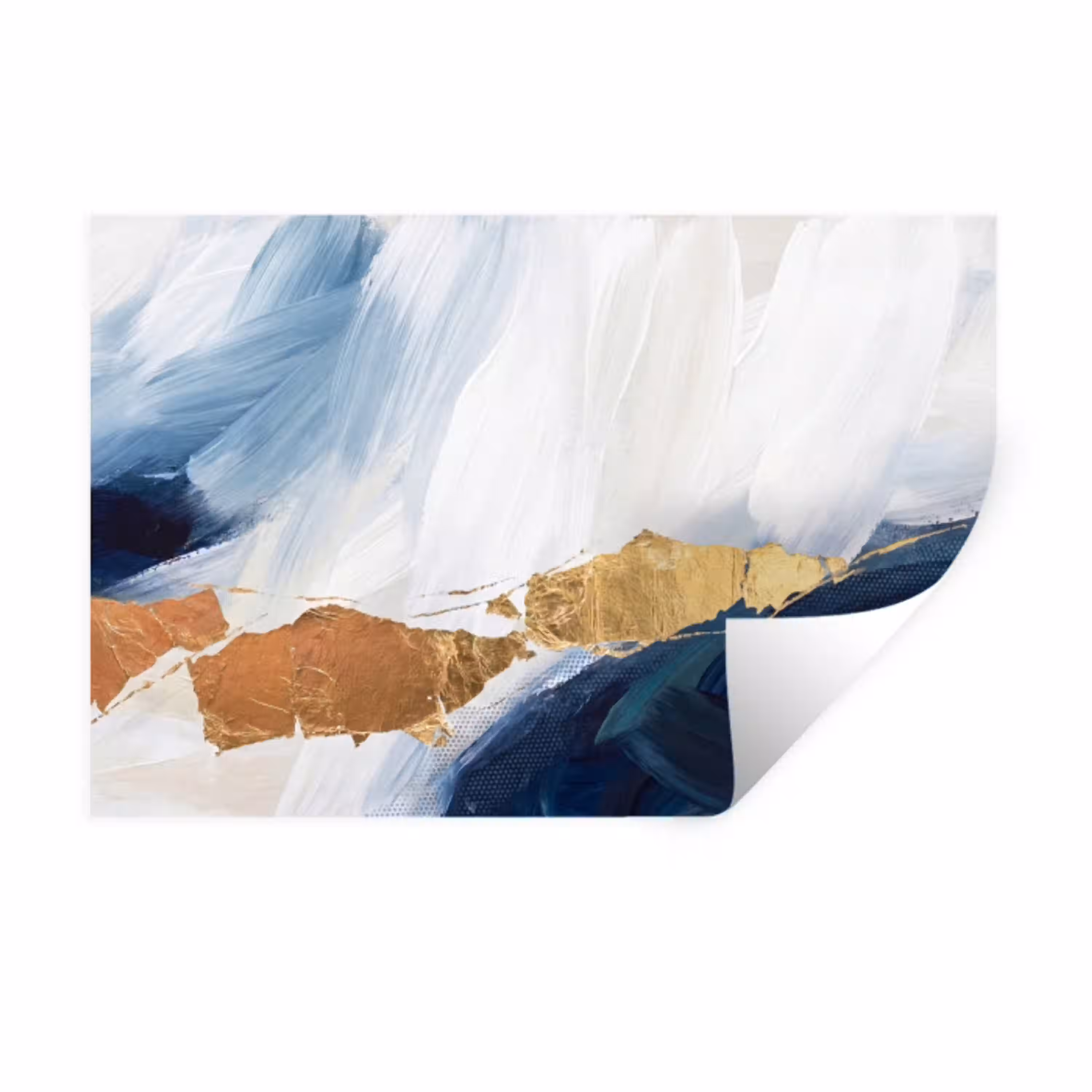 Abstract - Acryl - Blauw - Goud - Elegant Muursticker klein -3d