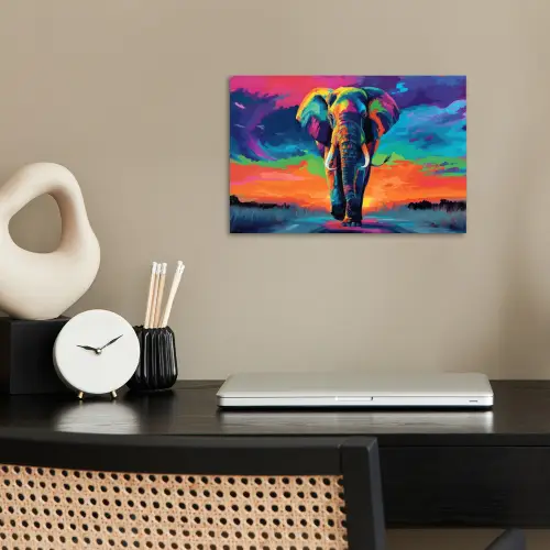 Olifant - Kleurrijk - Lucht - Abstract poster papier klein -sfeer1