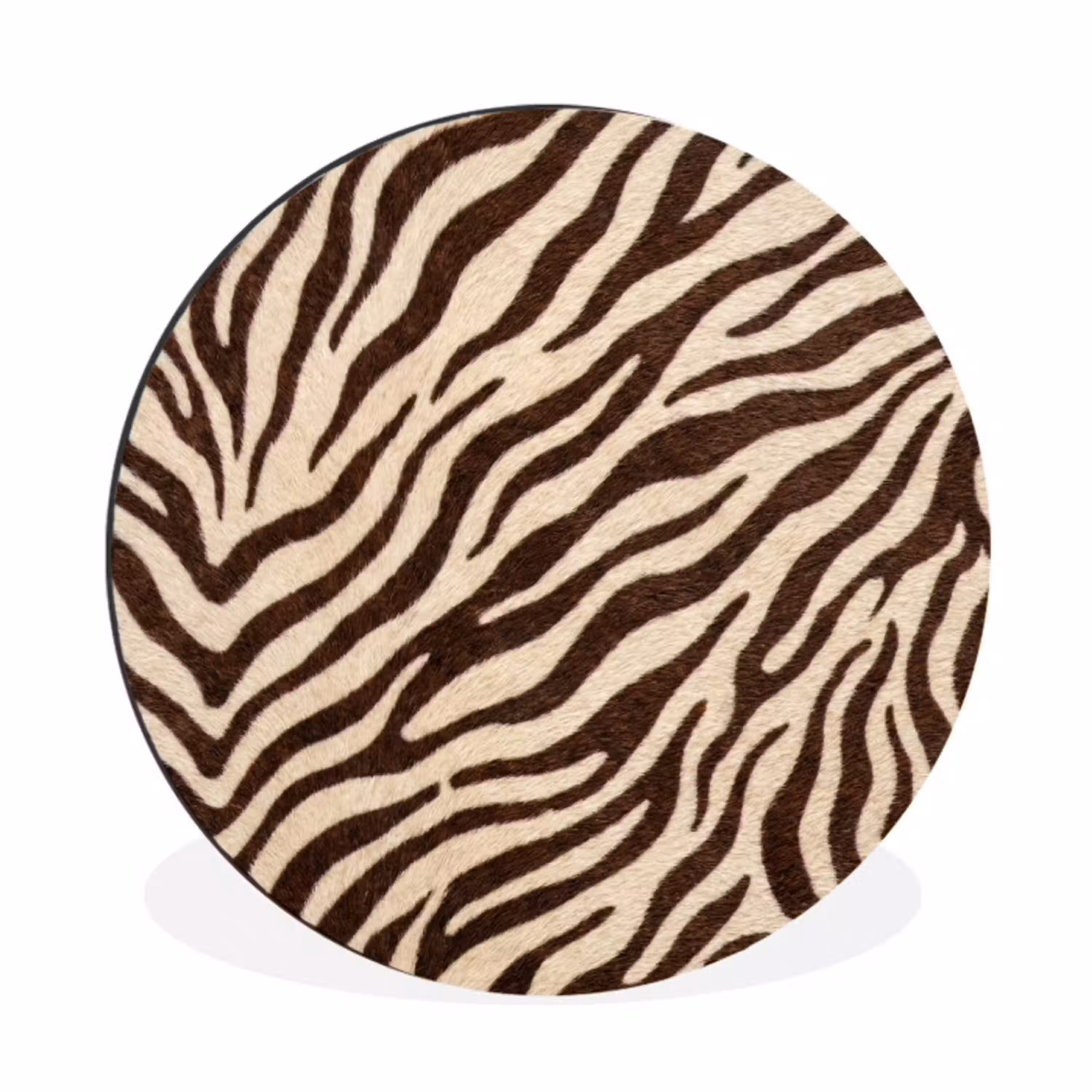 Zebra - Strepen - Bruin Wandcirkel aluminium klein -3d