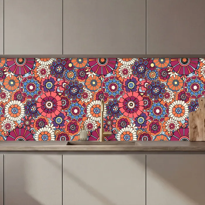 Vintage - Patronen - Bloemen - Planten keuken achterwand 2 middel 871 zz_3dshopping