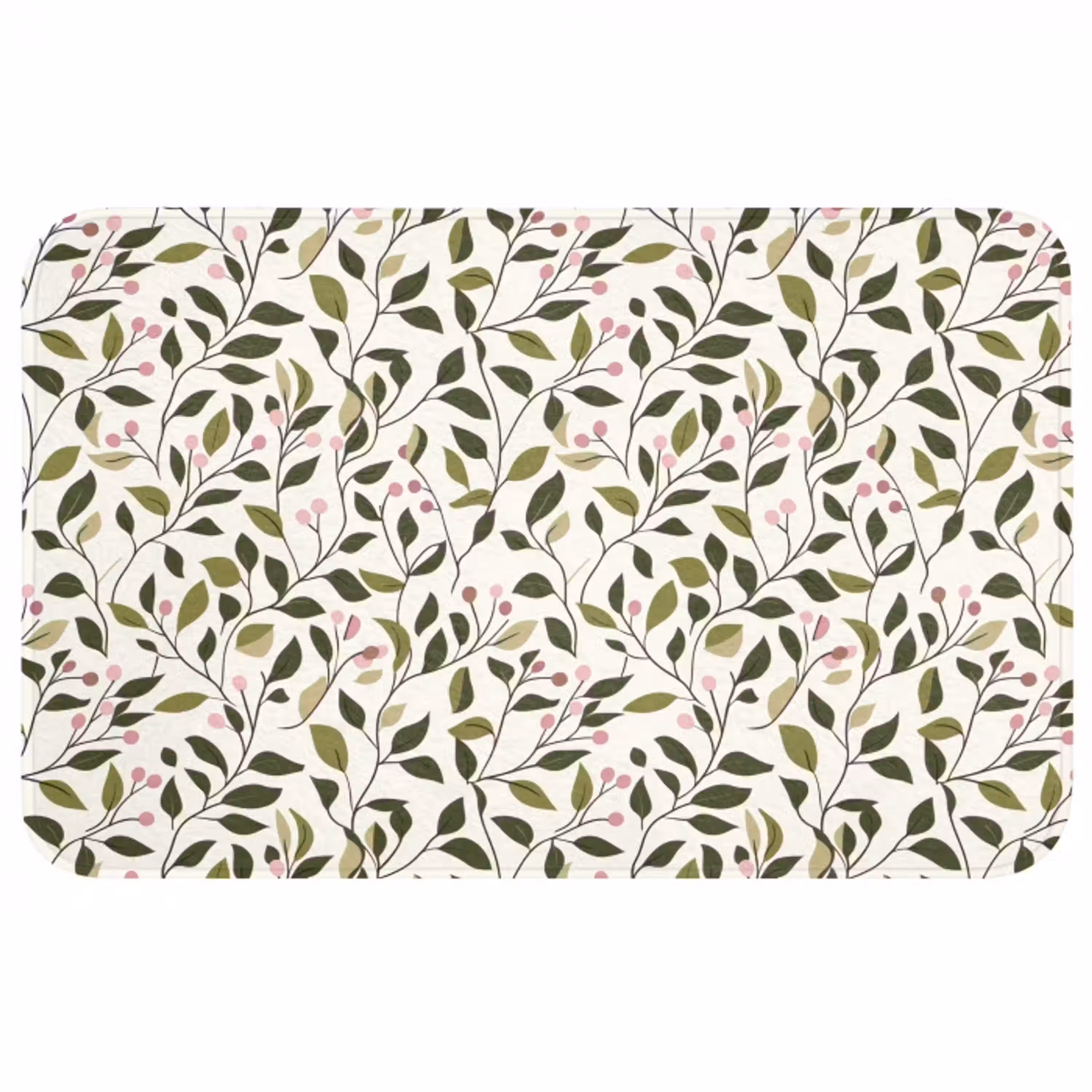 Bladeren - Bessen - Roze Badmat middel 997 -3d