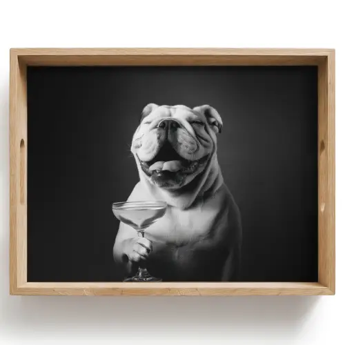Buldog - Hond - Glas Dienblad Rechthoek middel -z3d_shopping