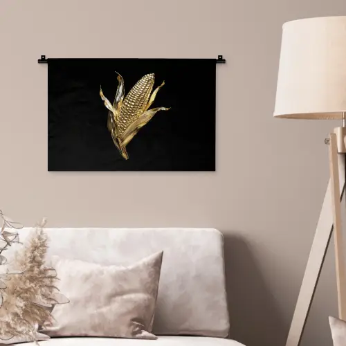 Mais - Eten - Goud - Zwart Wandkleed katoen klein -sfeer4