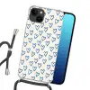 Hartjes patroon - Blauw - Beige - Liefde Crossbody Case iPhone 14 middel -sfeer1