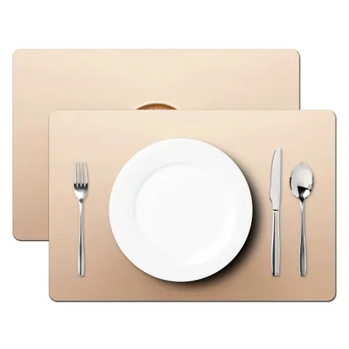 Koffie - Melkschuim - Lach - Beige Placemat vinyl groot -zzsfeer2_Kitchenyeah-website