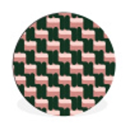 Vlechtpatroon - Groen - Roze - Geometrisch Wandcirkel aluminium klein 190 -3d