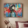 Graffiti - Jongen - Street art - Kleuren Textielframe zwart klein -sfeer1