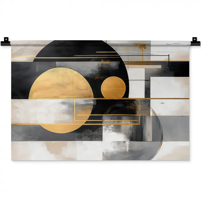 Abstract - Goud - Zilver - Vormen - Aesthetic - Modern Wandkleed katoen klein -zz3d